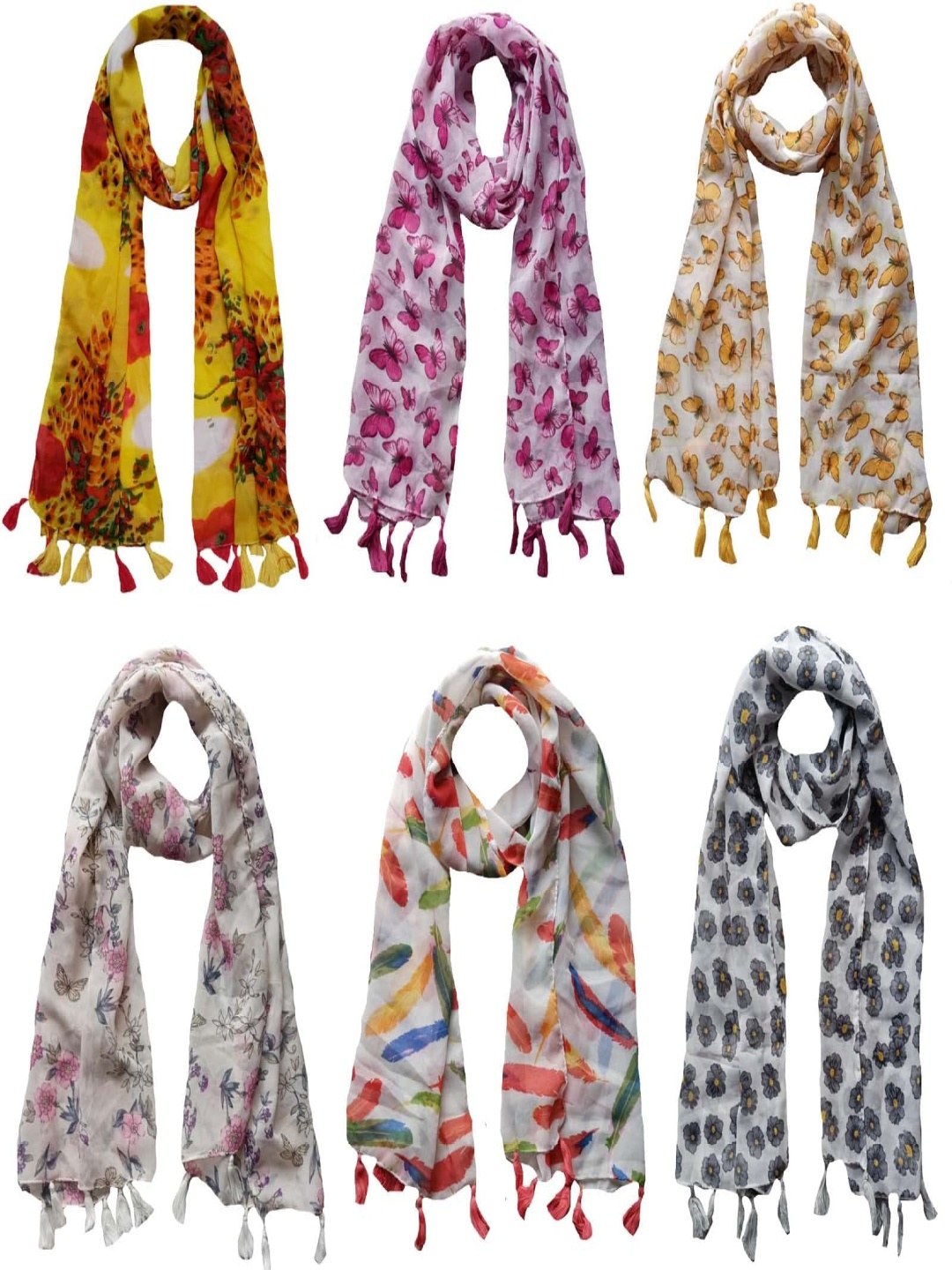 

NarNari Women Printed Scarf, White