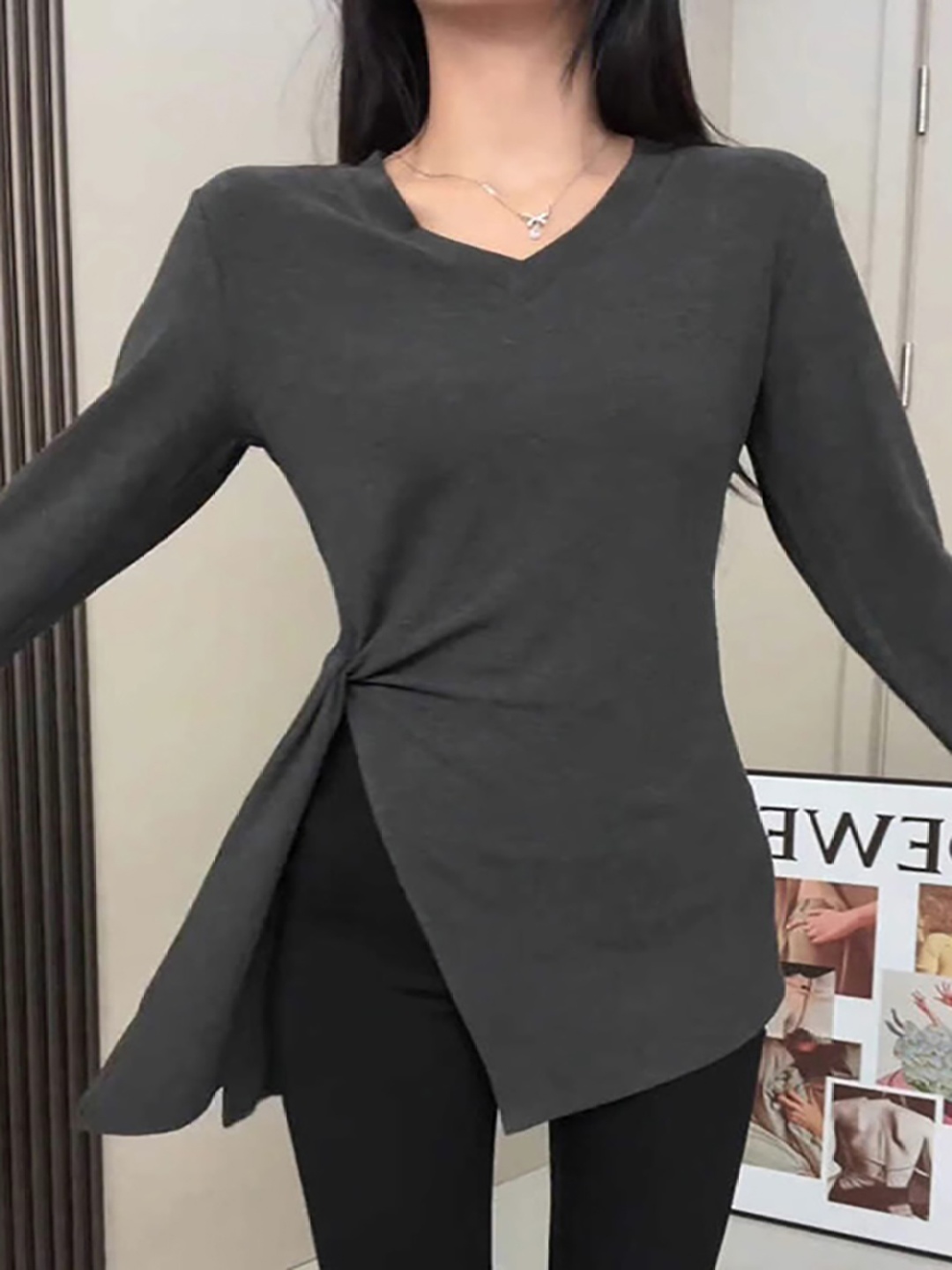 

StyleCast x Revolte Women Cotton A-Line Top, Grey