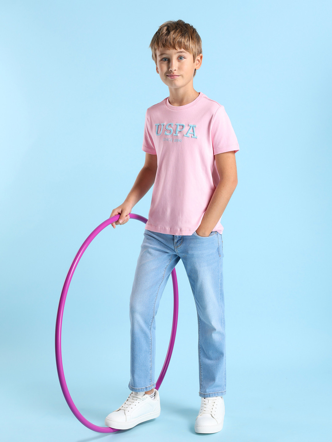 

U.S. Polo Assn. Kids Boys Brand Logo Printed T-shirt, Pink