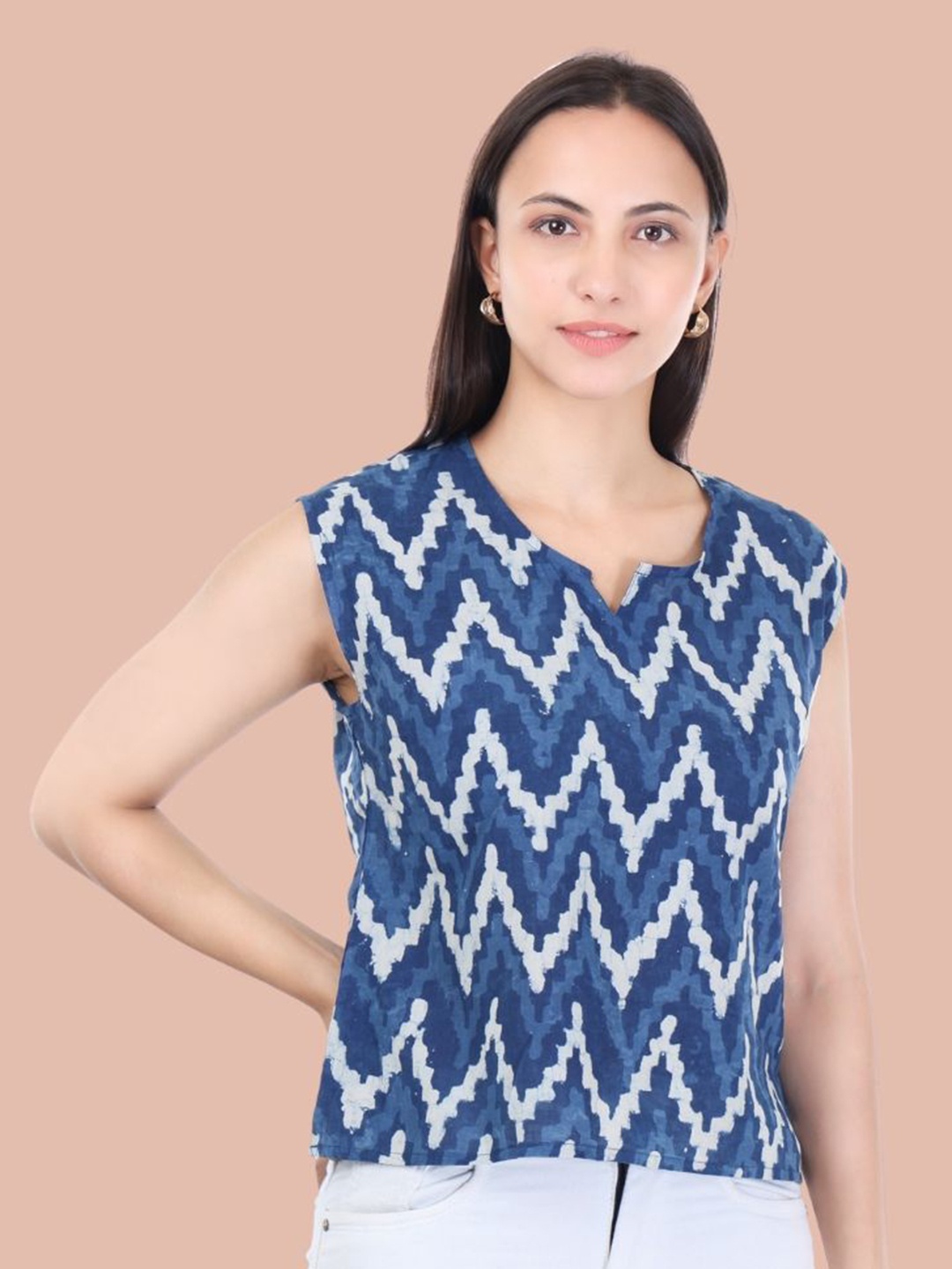 

Moda Rapido Floral Print Cotton Top, Blue