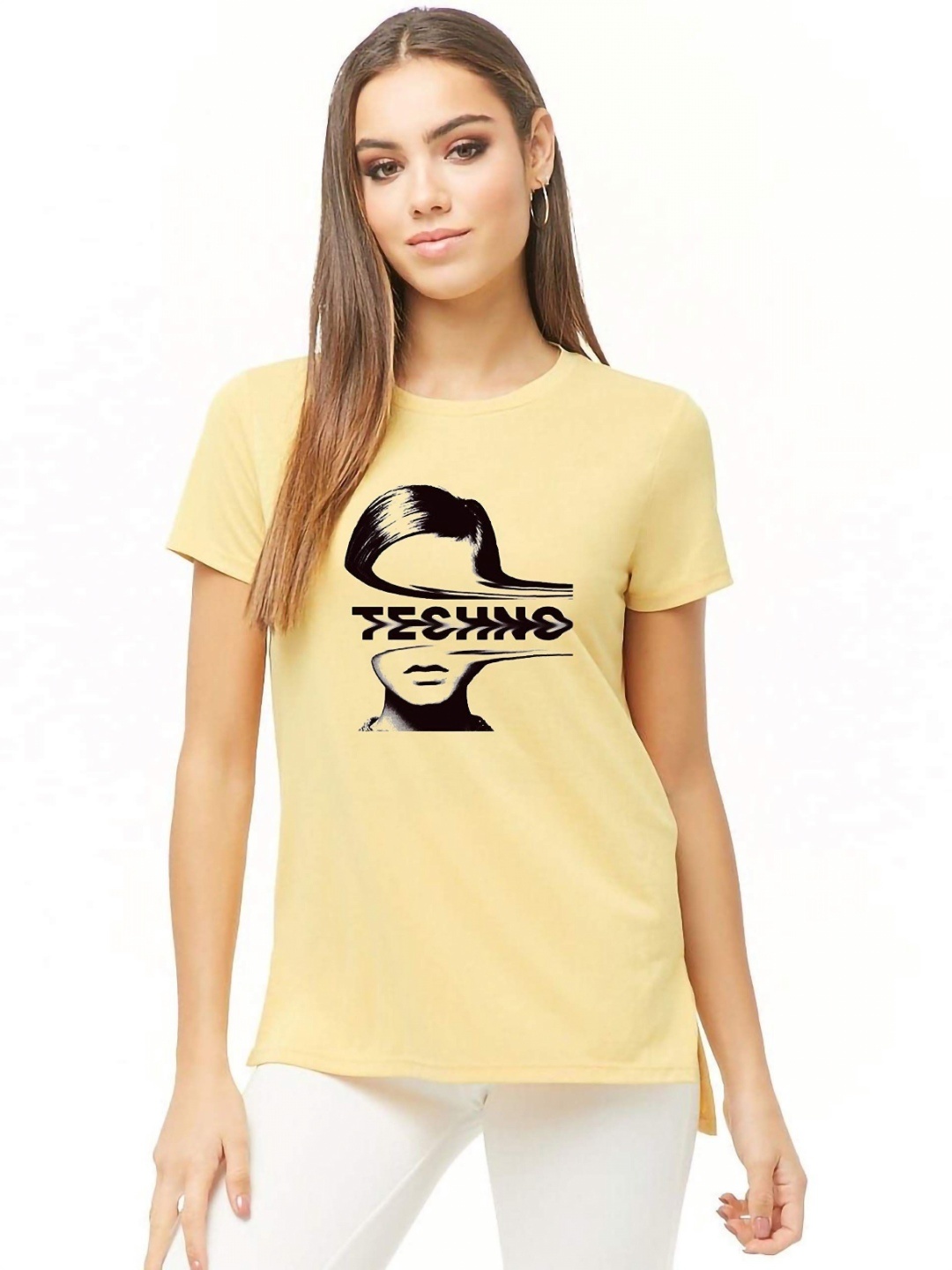 

VLAM Women Typography Printed Pockets T-shirt, Yellow