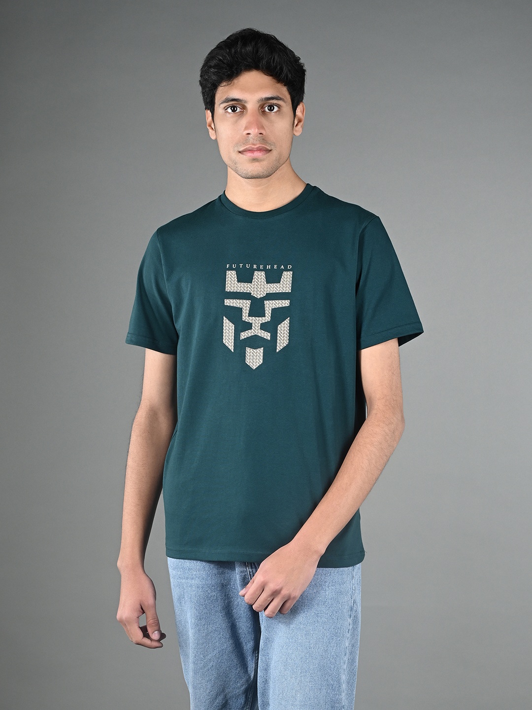 

LOUIS STITCH Men Graphic Printed Round Neck Cotton T-shirt, Green