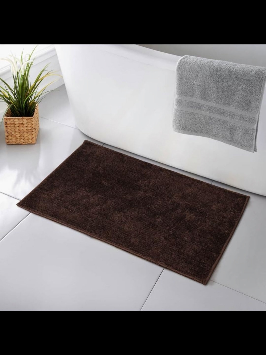 

MAA HOME CONCEPT Brown Microfiber 1500 GSM Anti Skid Bath Rug