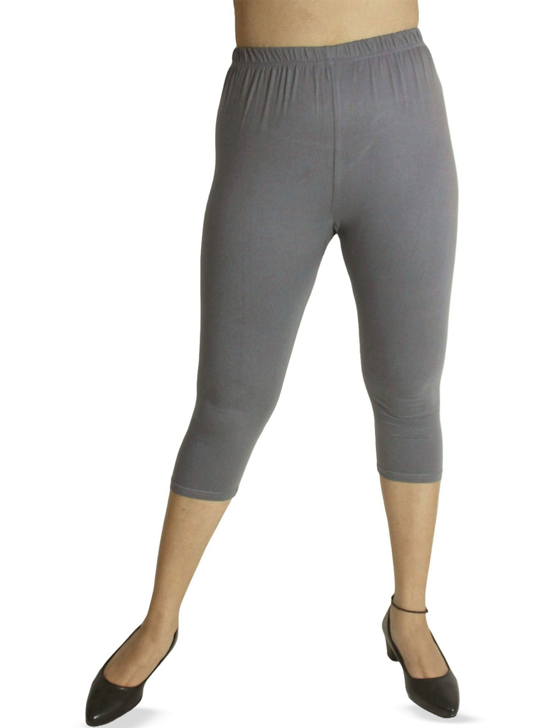 

PINK SHELL Women Mid-Rise Slim Fit Cotton Capris, Grey