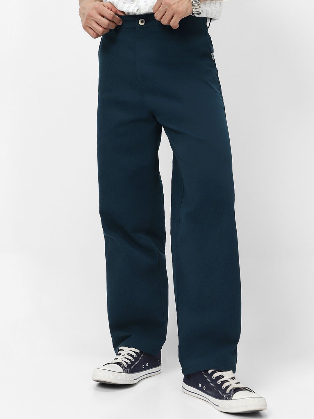 

Urbano Fashion Men Loose Fit Wrinkle Free Chinos Trousers, Navy blue