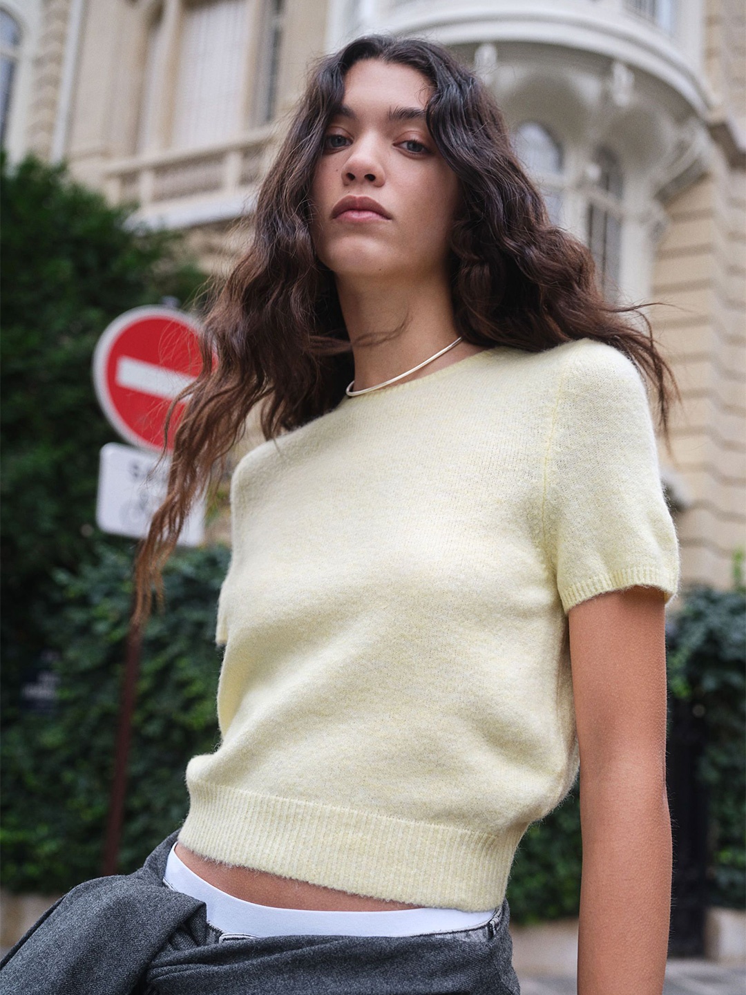 

H&M Fine-knit T-shirt, Yellow