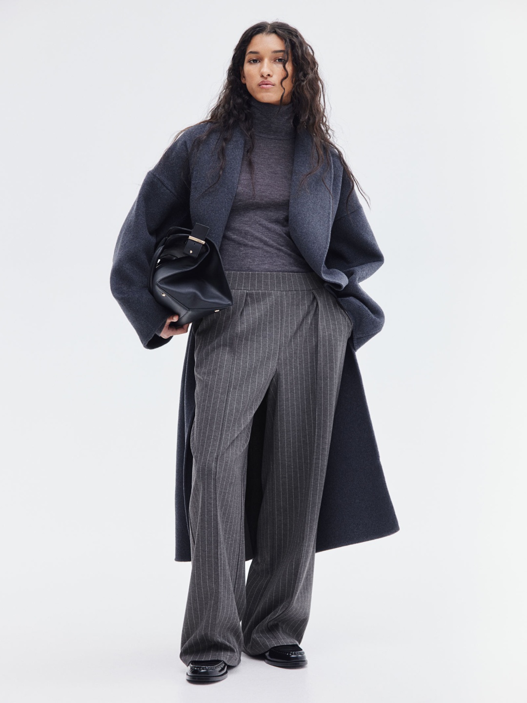 

H&M High-Waisted Tailored Trousers, Grey