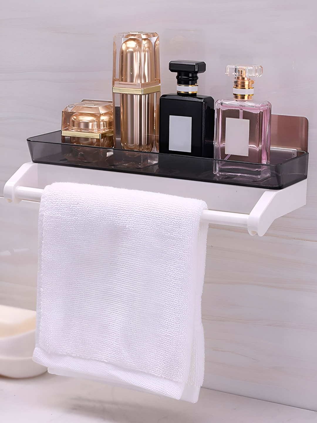 

HOKIPO Black & White Solid Plastic Bathroom Caddy