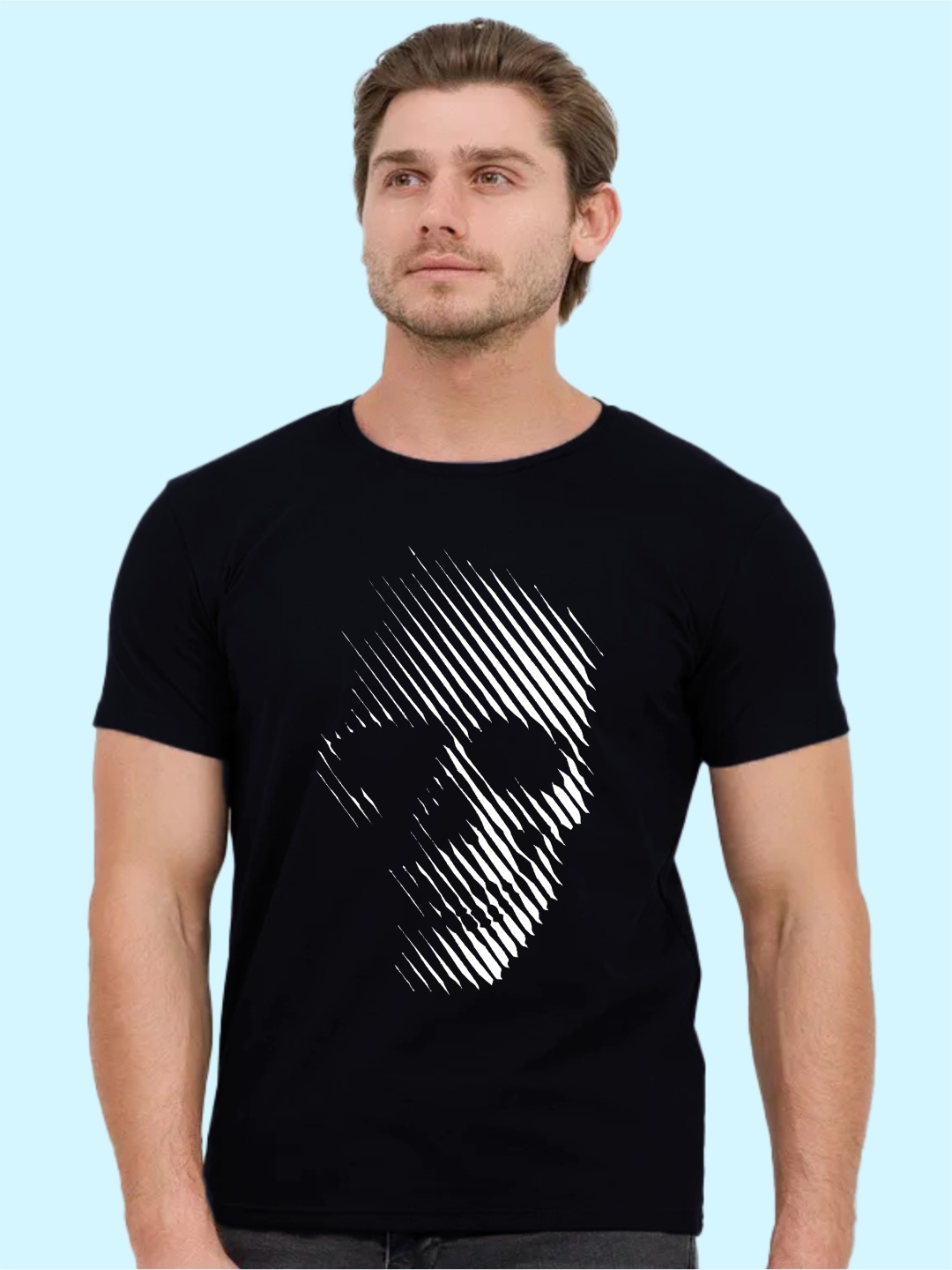 

Uniplanet store Men Graphic Printed Round Neck Cotton T-shirt, Black