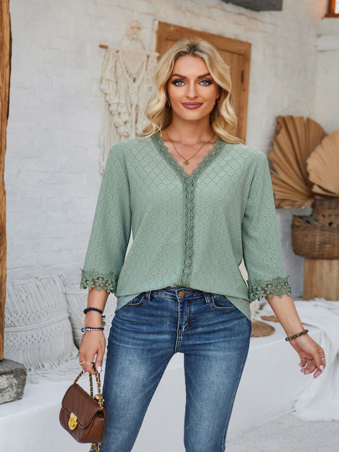 

StyleCast x Revolte Applique Peplum Top, Green