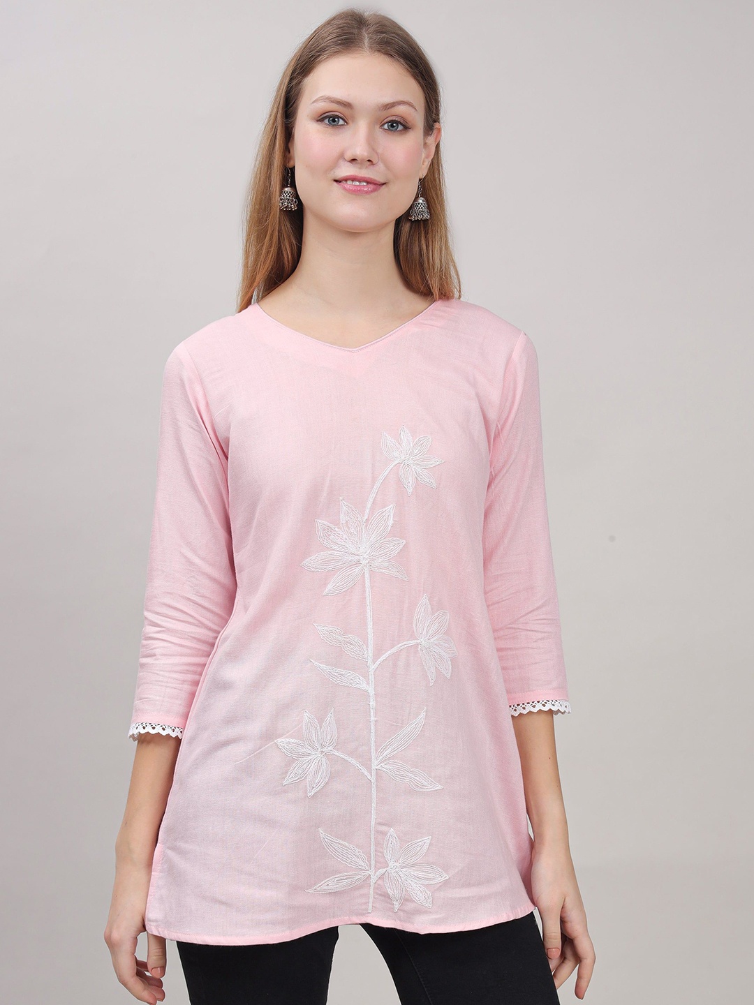 

STUNICS Women Printed Cotton Tunic, Pink