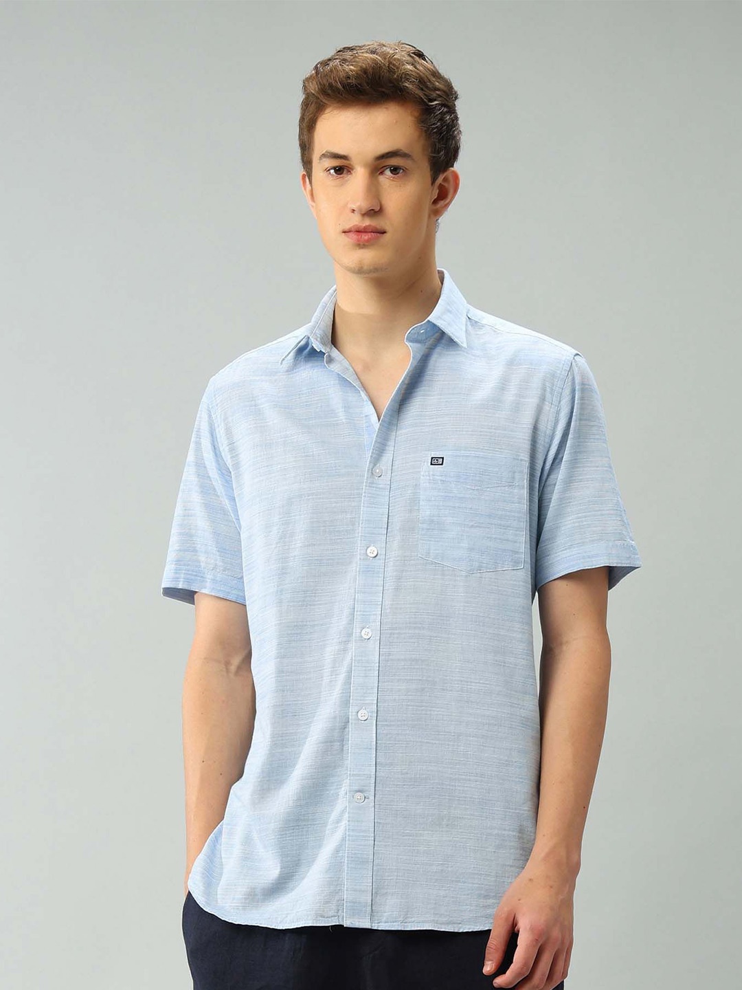 

Arrow Sport Men Textured Air Soft Classic Fit Pure Cotton Casual Shirt, Blue