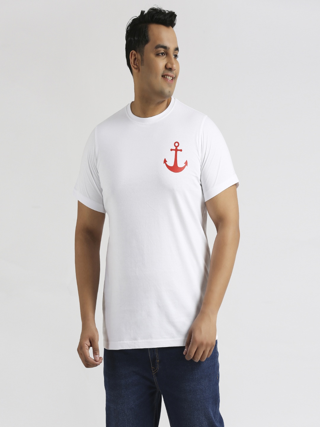 

Sizeupp Men Printed Applique T-shirt, White