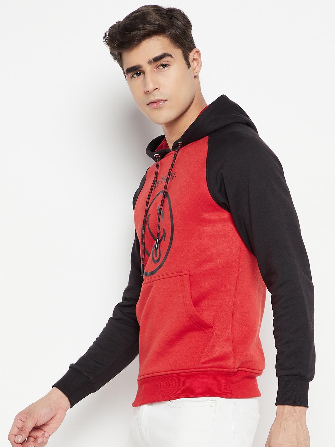 

LYCOS Men Printed Hooded Sweatshirt, Red