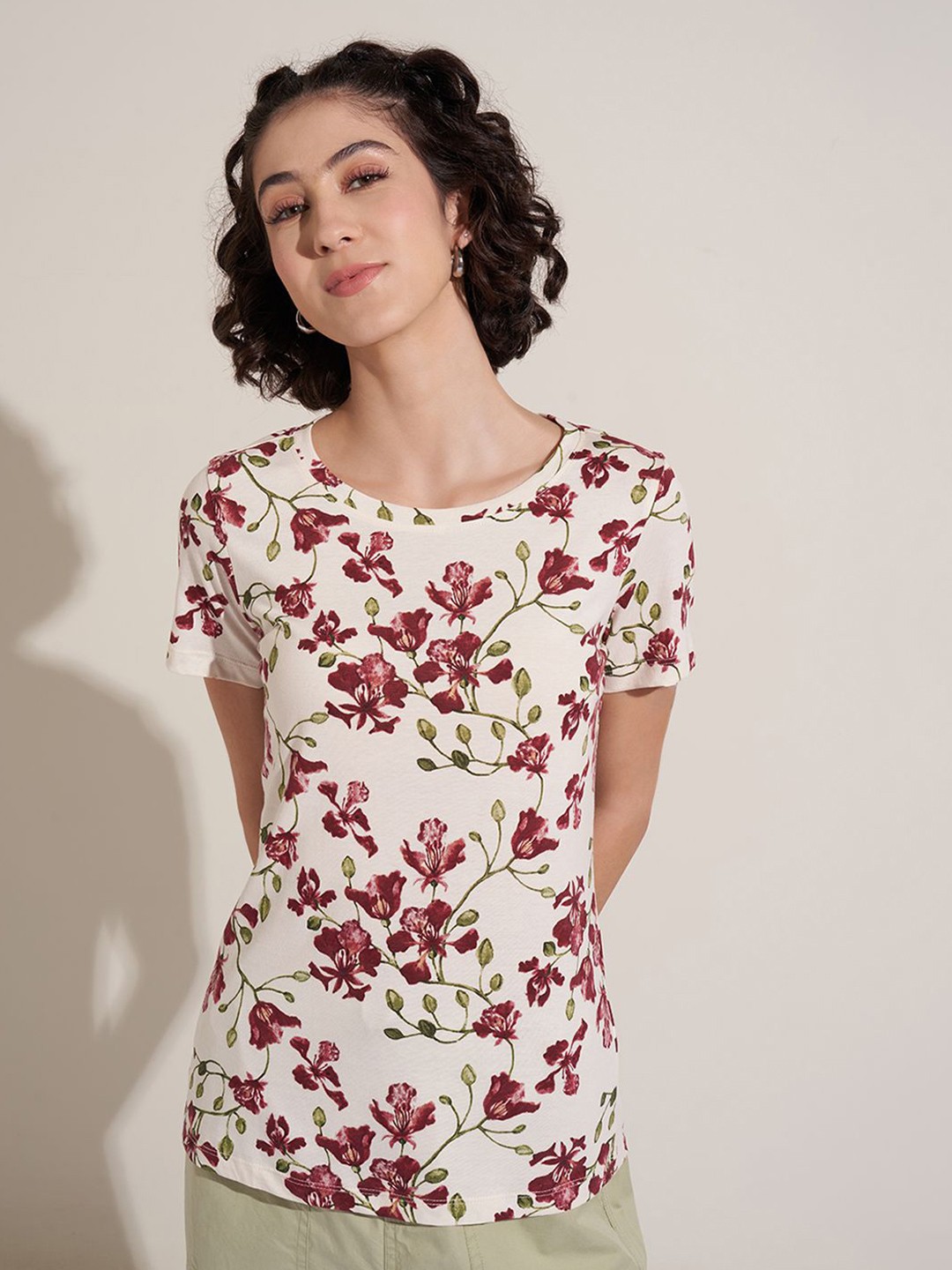 

Honey by Pantaloons Floral Print Cotton Top, Pink