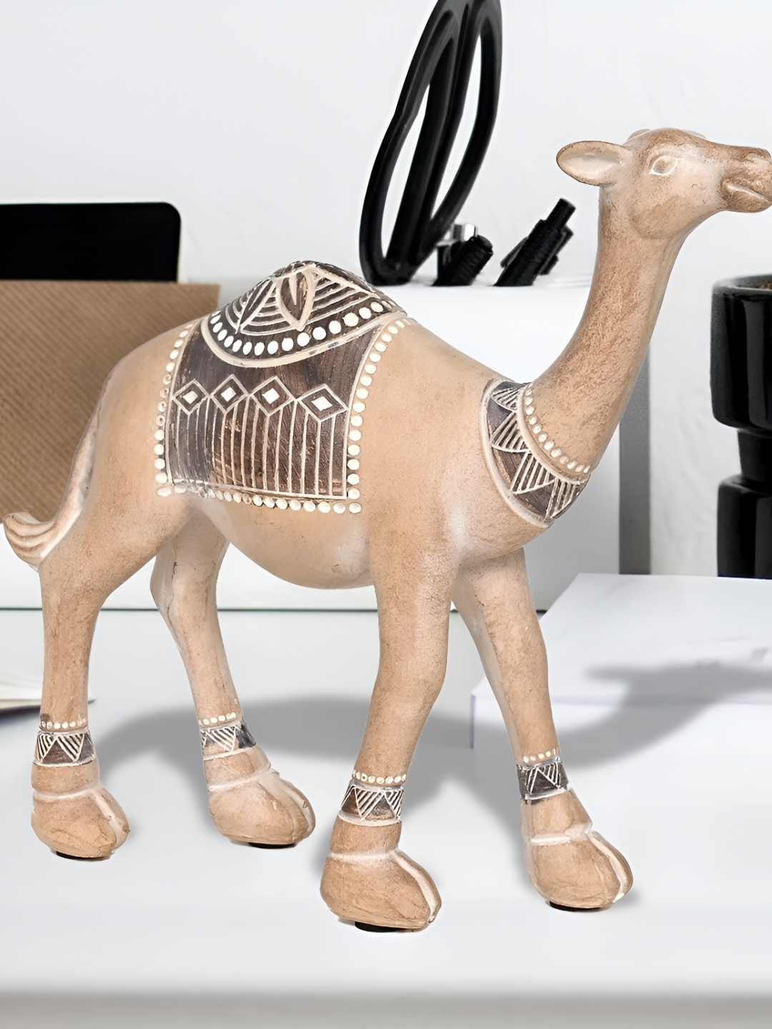 

Cortina Resin Camel Rajasthani Statue for Home Decor, Brown