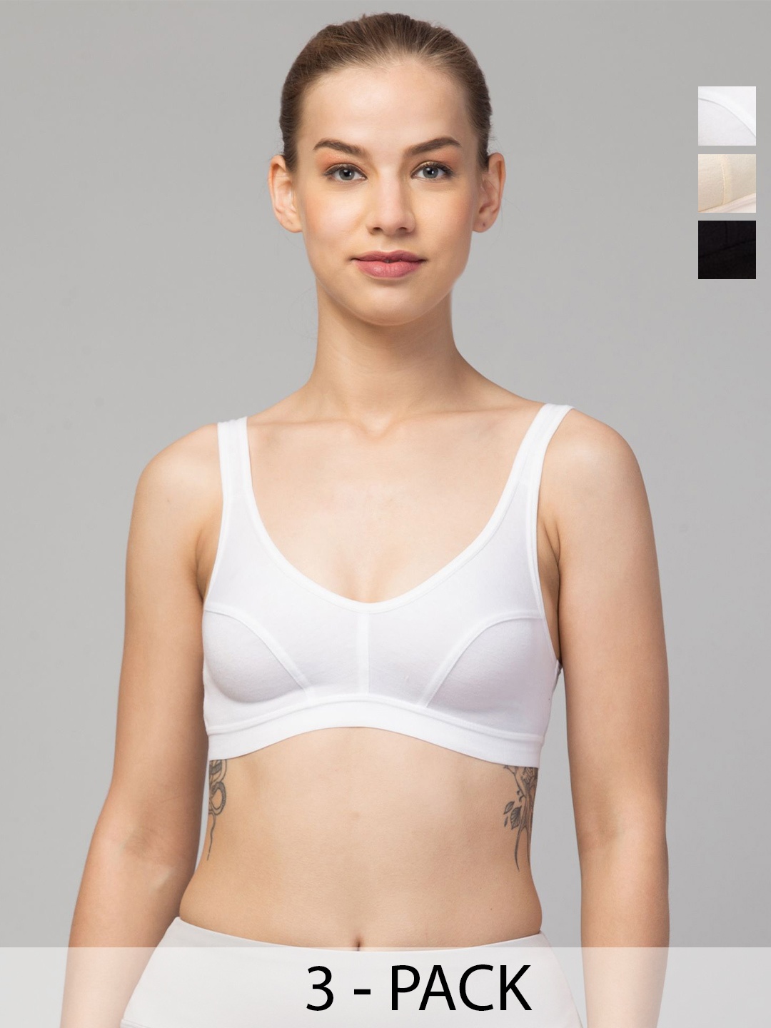 

CKARFE Women Pack Of 3 Full Coverage Bra, Black