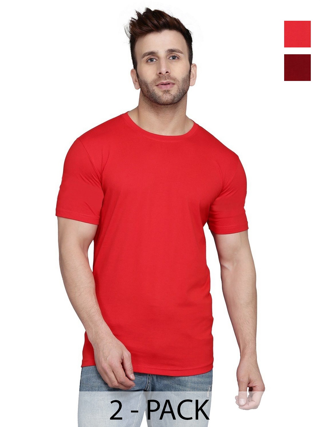 

WOOSTRO Men 2 Slim Fit T-shirt, Red