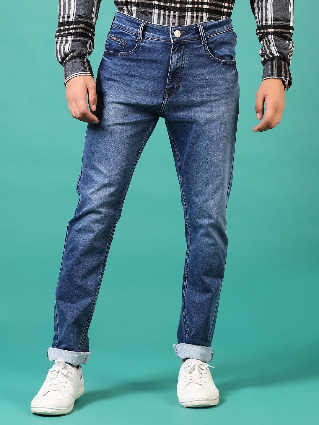 

V-Mart Men Cotton Knitted Denim Light Fade Jeans, Blue