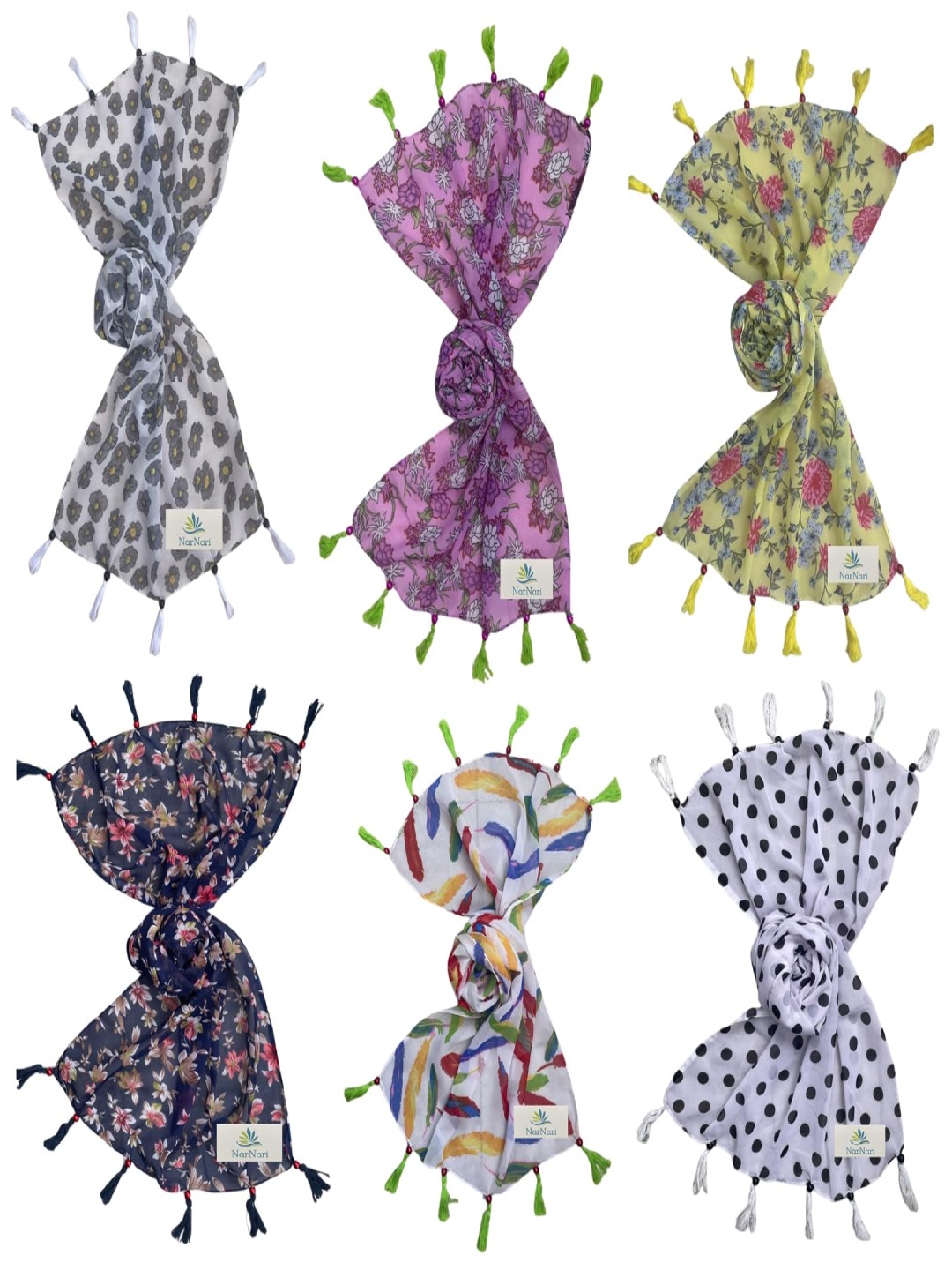 

NarNari Women Printed Scarf, Black