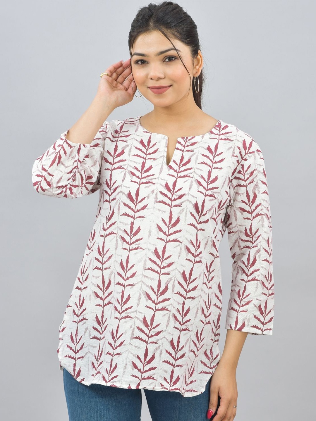 

GiftyBasket Geometric Print Cotton Top, White