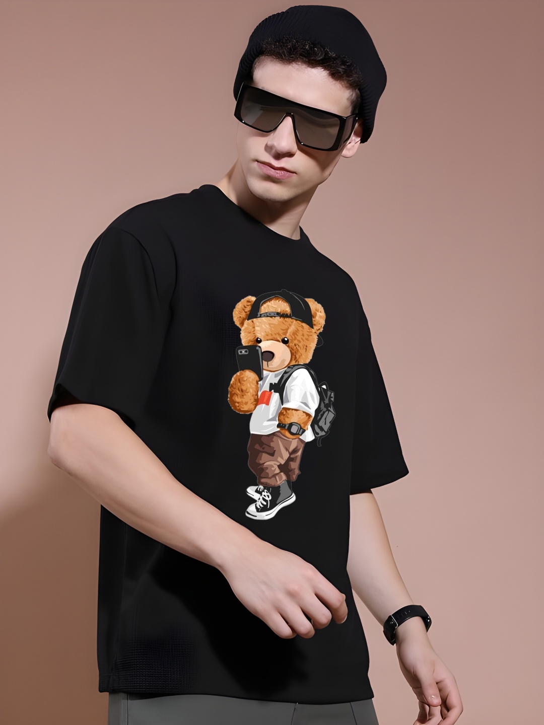 

Moda Rapido Men Graphic Printed Round Neck Cotton Relaxed Fit T-shirt, Black