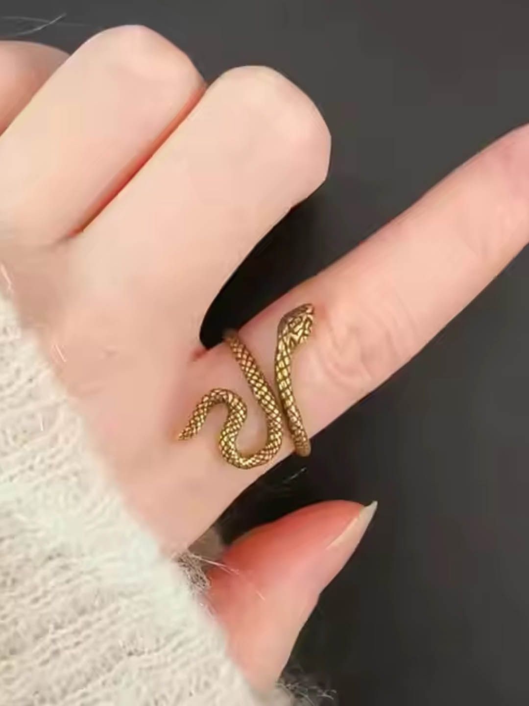 

StyleCast Gold-Plated Adjustable Snake Shaped Open Finger Ring