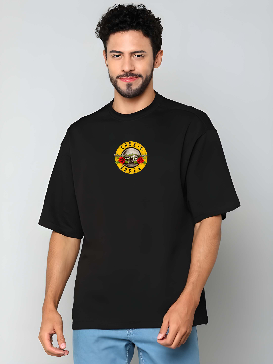 

Moda Rapido Men Floral Printed Round Neck Cotton Relaxed Fit T-shirt, Black