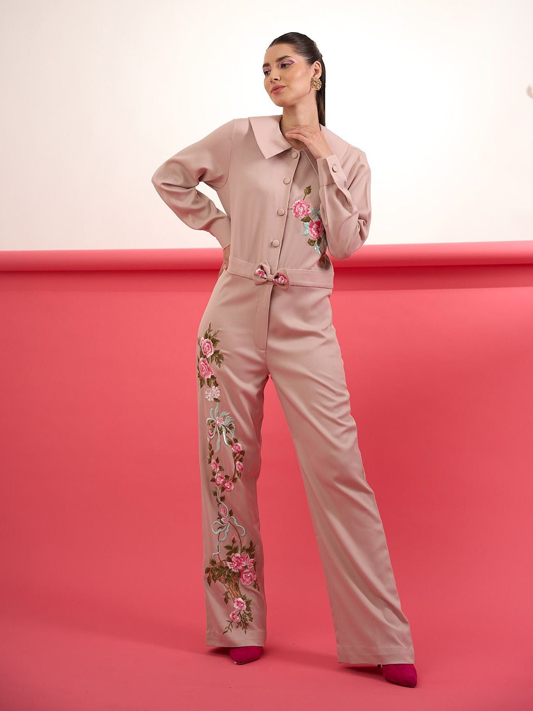 

Parneet Gujral Printed Basic Jumpsuit, Beige