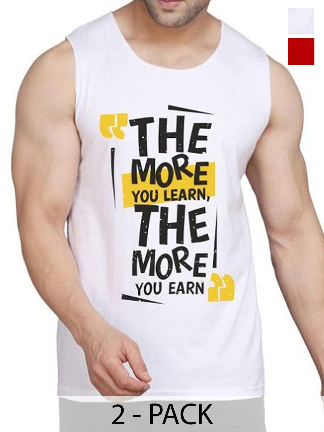 

Woostro Men Pack Of 2 Printed Innerwear Vests, White