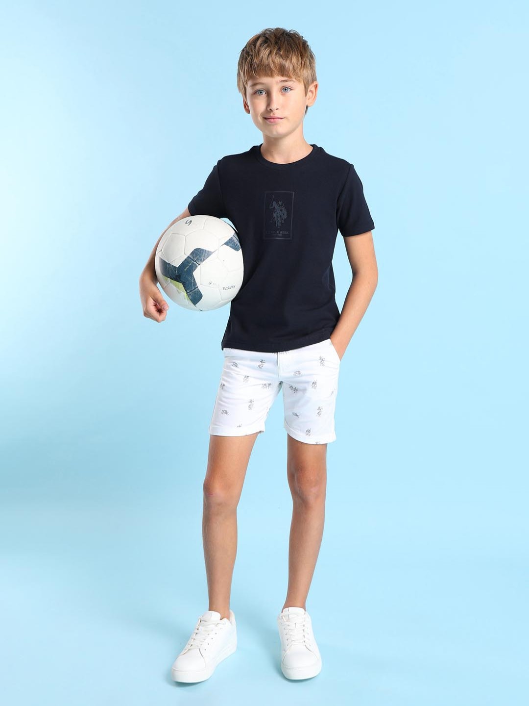 

U.S. Polo Assn. Kids Boys Brand Logo Printed Pockets T-shirt, Blue
