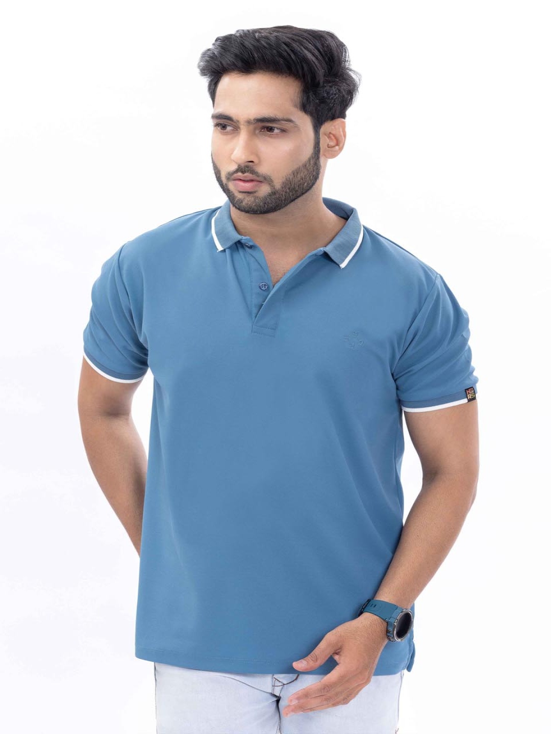 

HOUSE OF RS Men Solid Polo CollarT-shirt, Blue