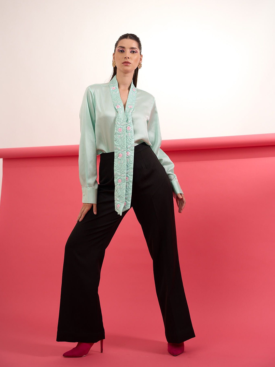 

Parneet Gujral Women Shirt Style Top, Sea green