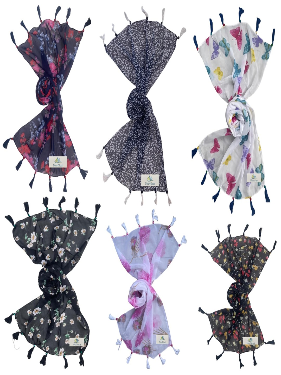 

NarNari Women Printed Scarf, Black