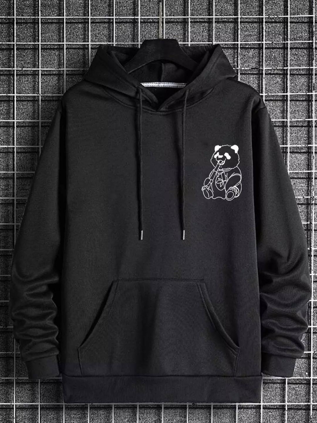 

ZEN1 FASHION Men Printed Hooded Sweatshirt, Black