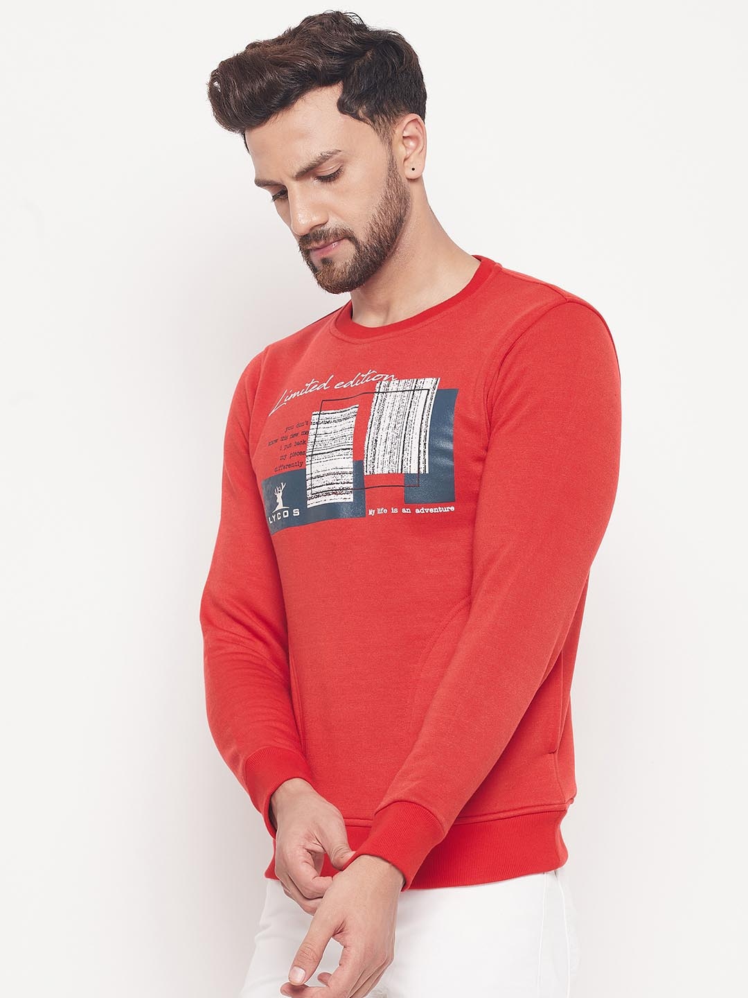 

LYCOS Men Printed Sweatshirt, Red