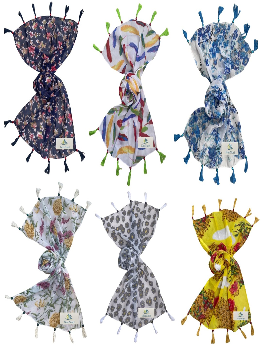 

NarNari Women Printed Scarf, Yellow