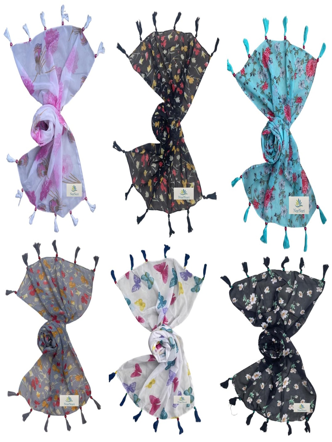 

NarNari Women Printed Scarf, Grey