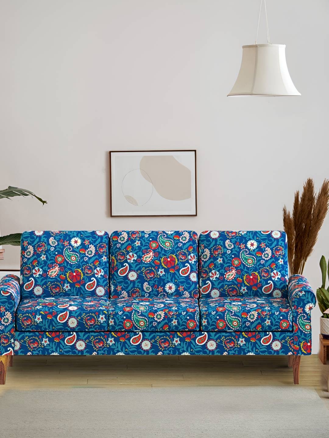 

Chumbak India Paisleys Blue Printed Three Seater Colonial Couch