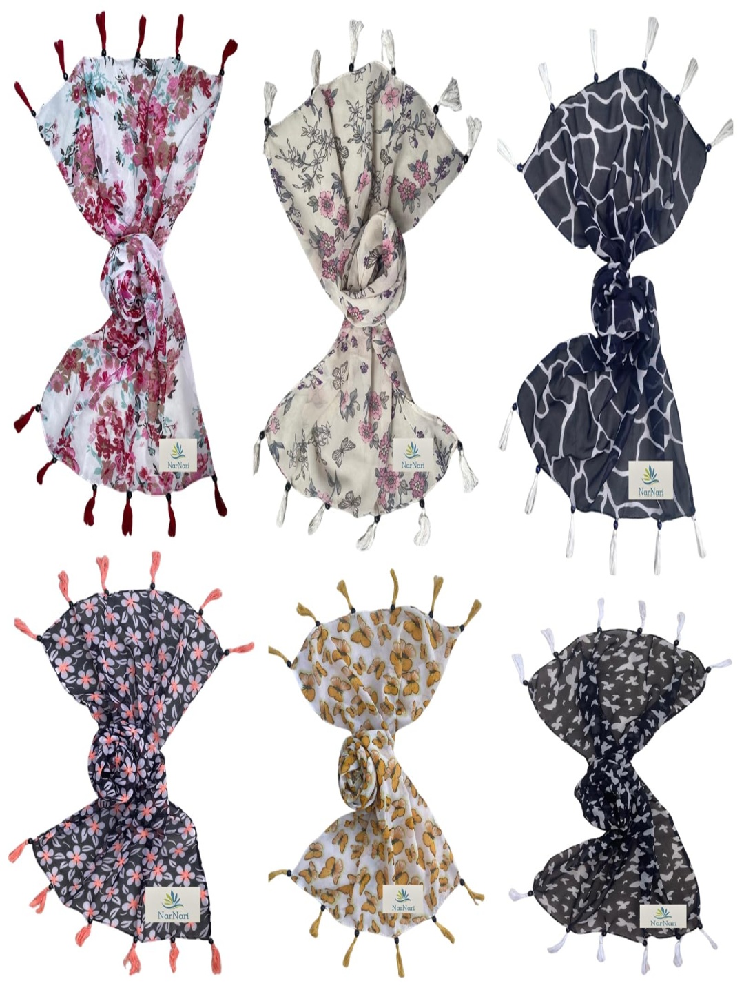 

NarNari Women Printed Scarf, Black