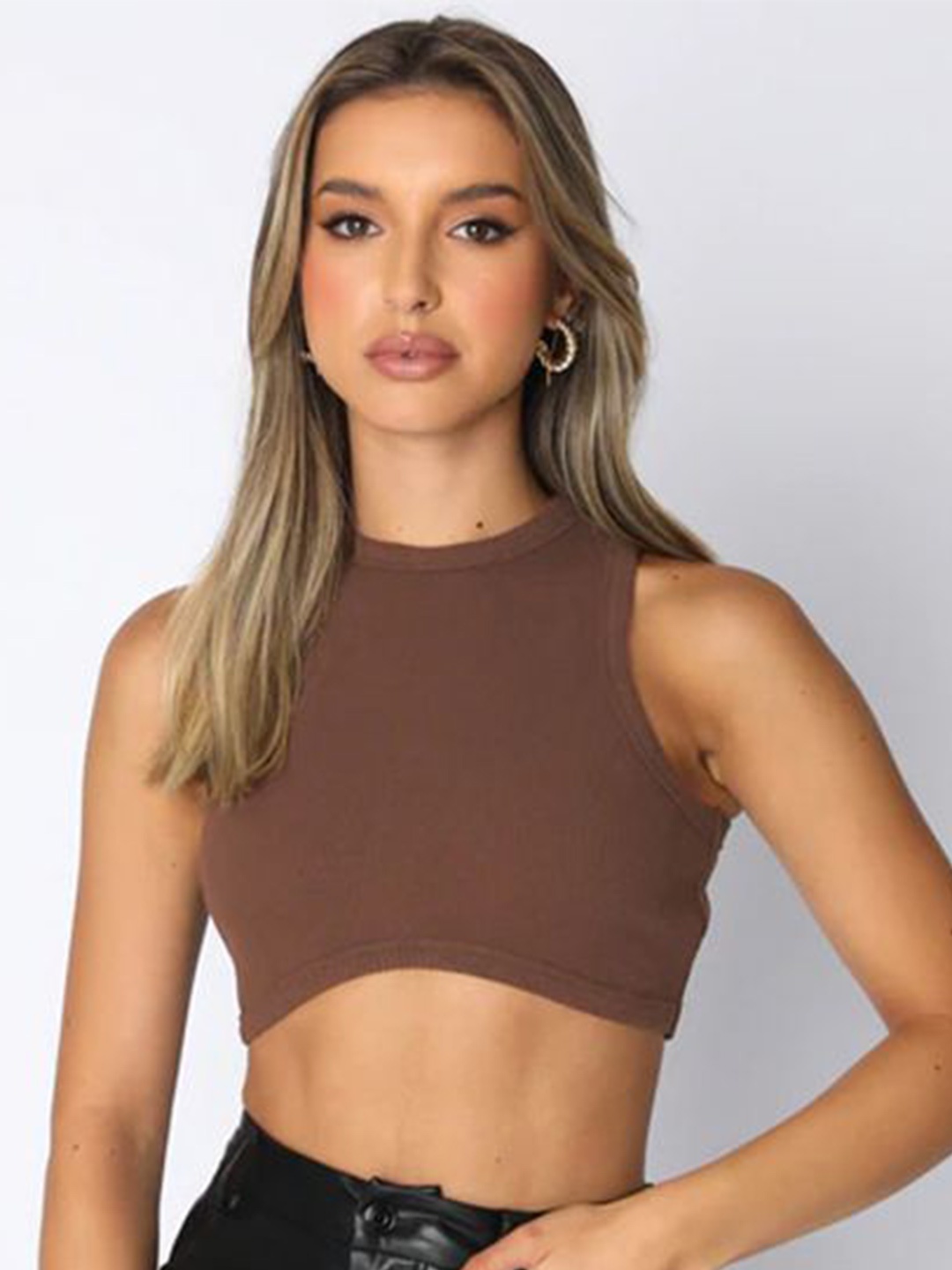 

StyleCast x Revolte Cotton Crop Top, Brown