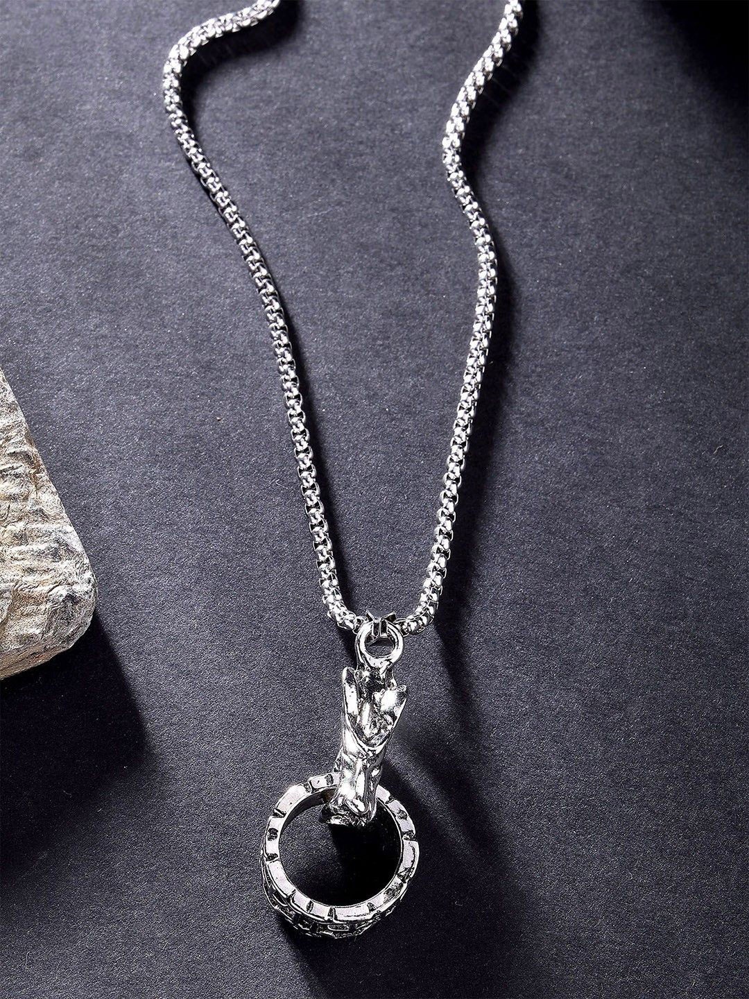 

kazare Rhodium-Plated Contemporary Pendants with Chains, Silver