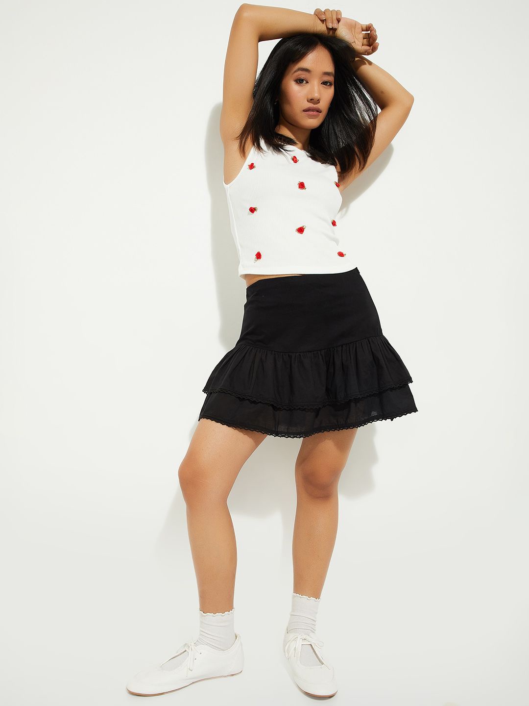 

max Women Pure Cotton Skirts, Black