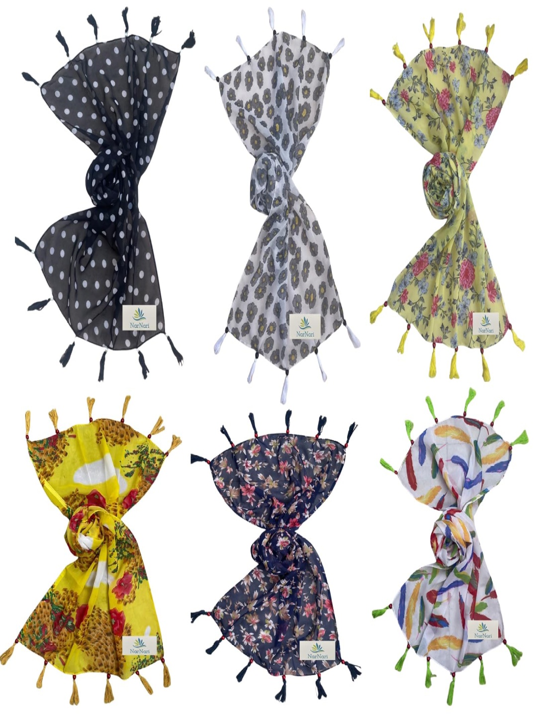 

NarNari Women Printed Scarf, Black
