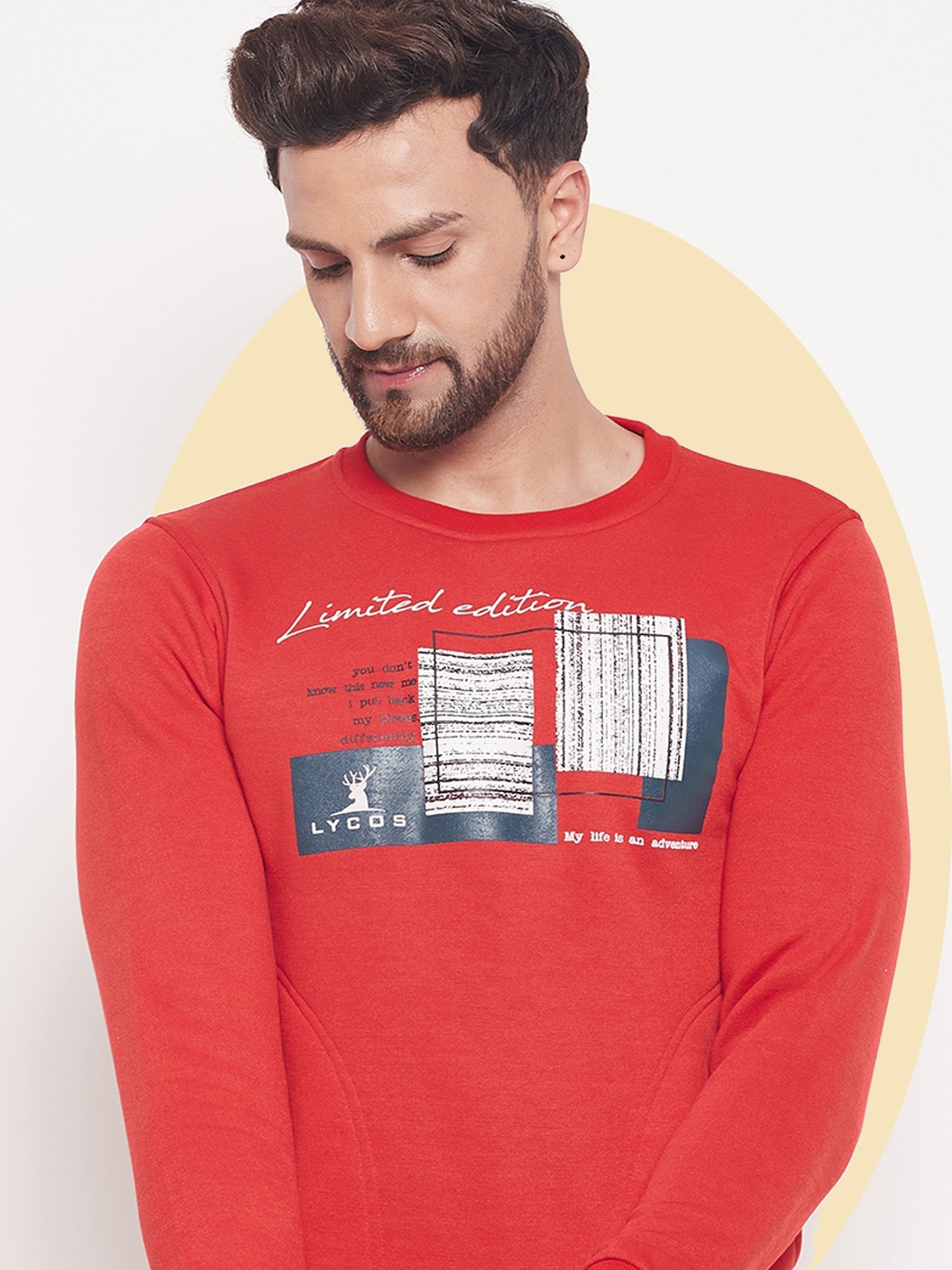 

LYCOS Men Printed Sweatshirt, Red