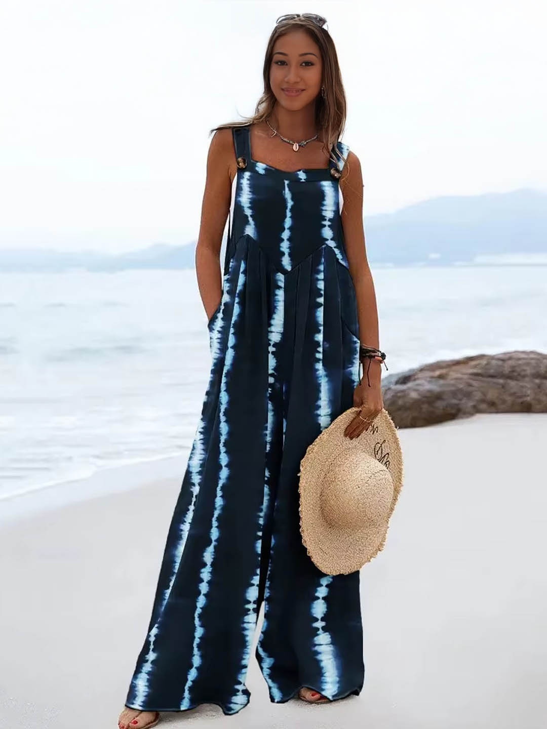 

StyleCast Women Printed Basic Jumpsuit, Blue