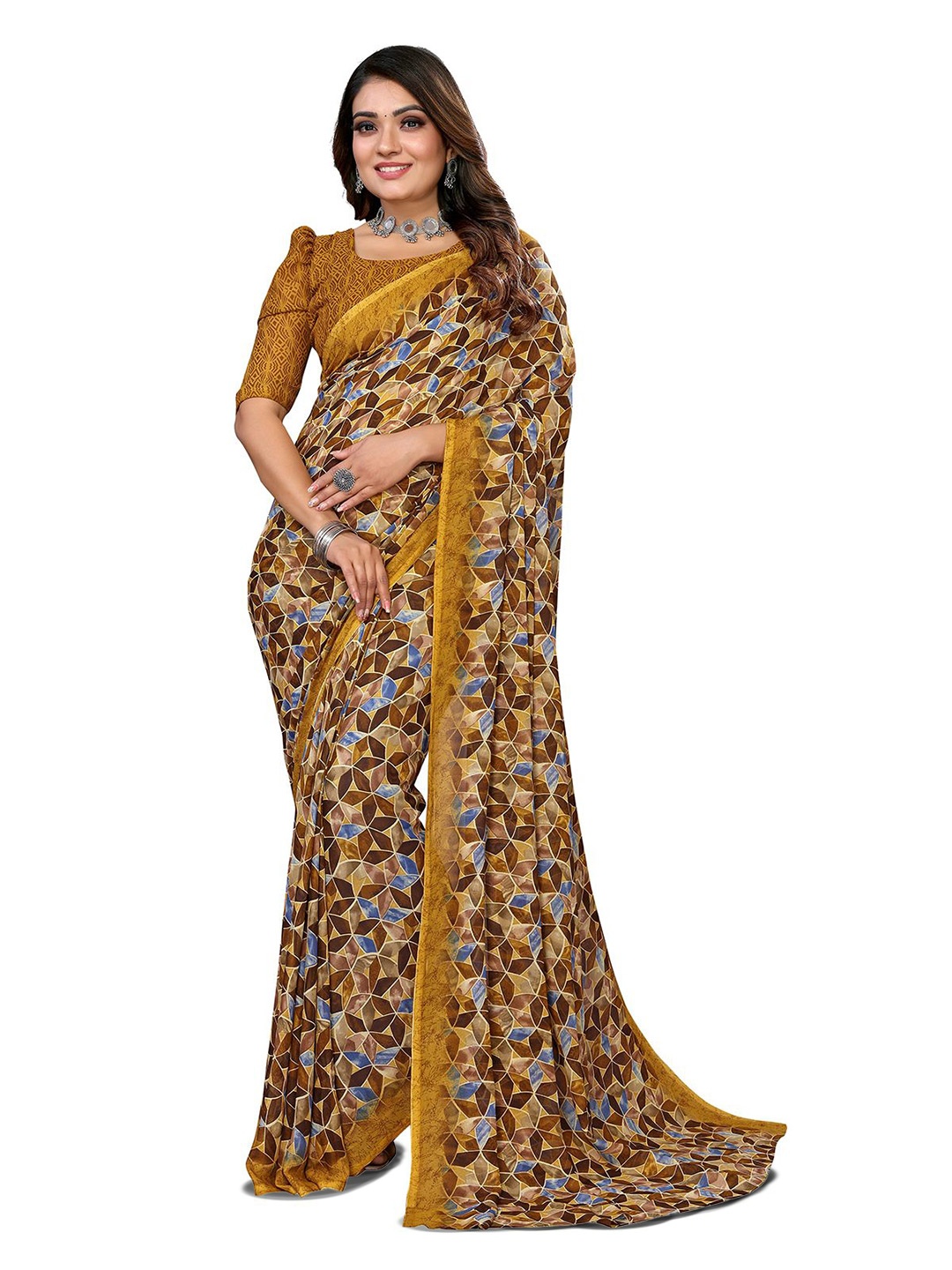 

Moda Rapido Floral Printed Saree, Yellow