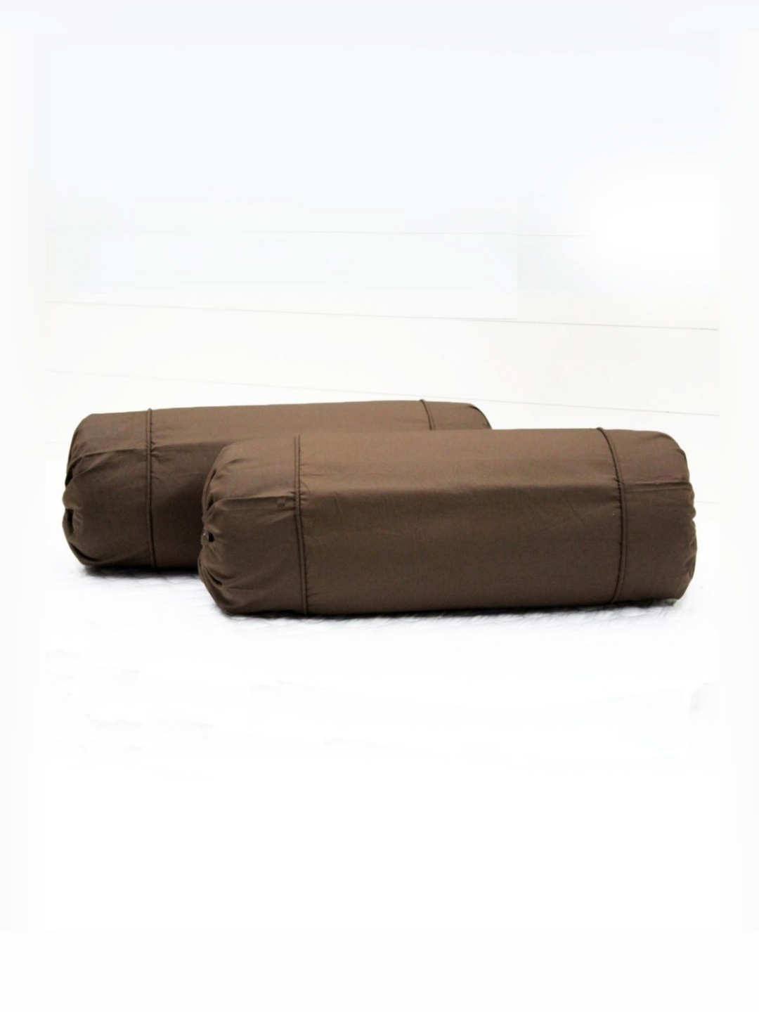 

Aurave Coffee Brown 2 Pieces Cotton 210 TC Bolster Covers