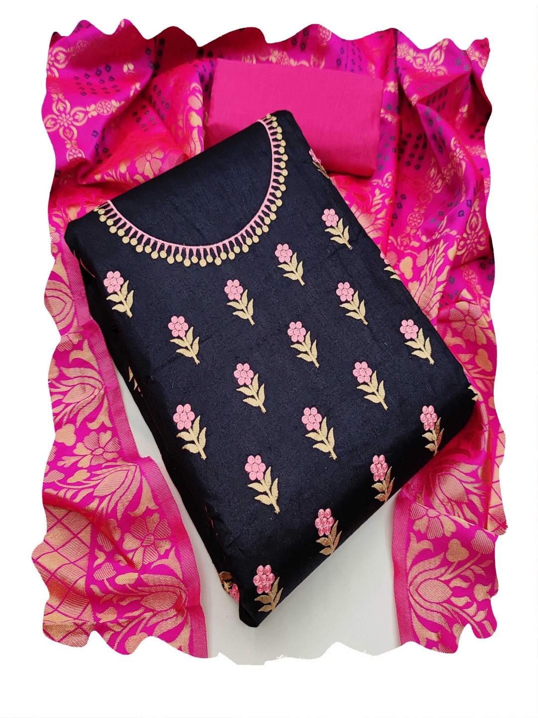 

HERE&NOW Embellished Unstitched Dress Material, Black
