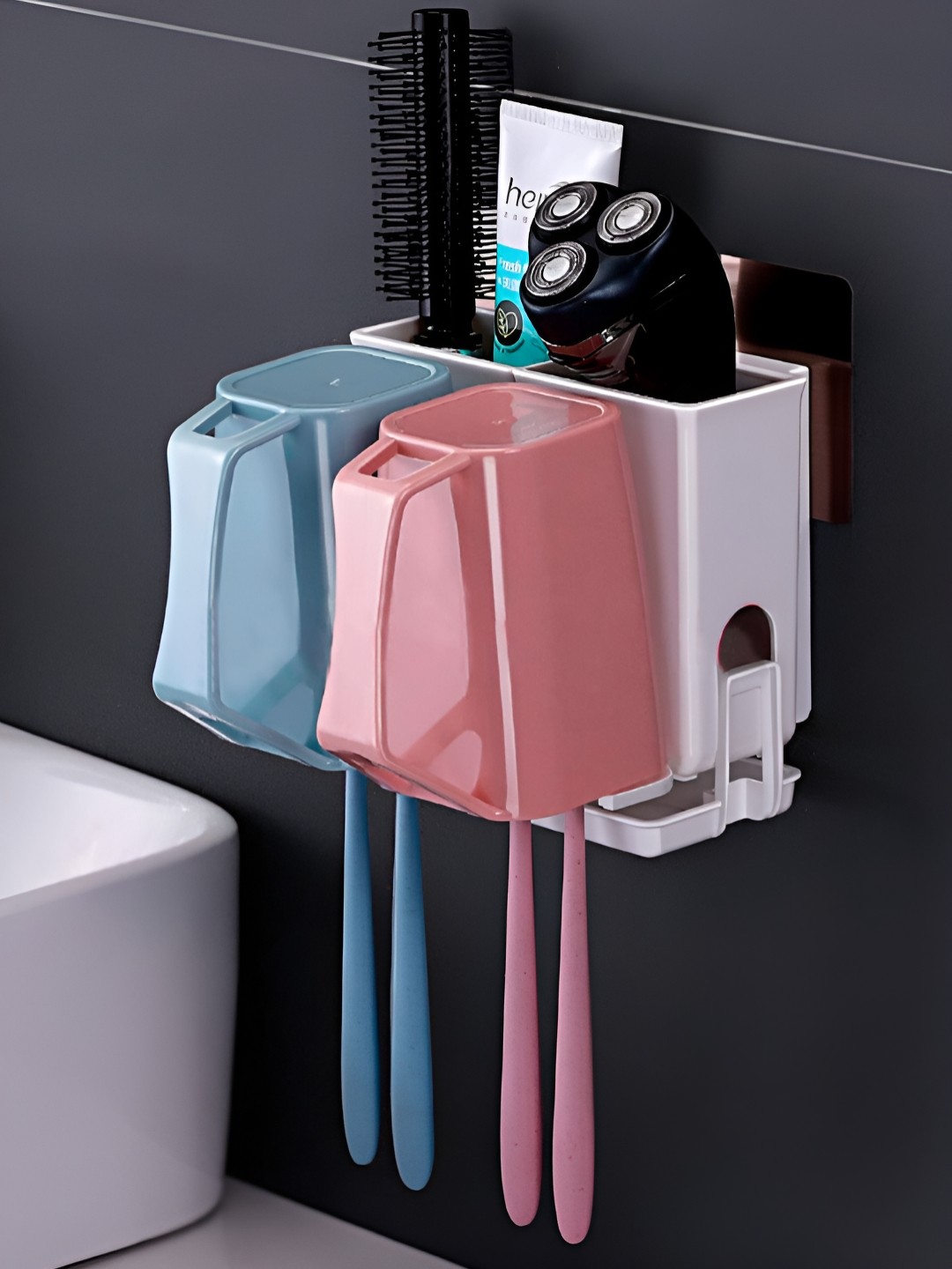 

HOKIPO White & Blue Solid Plastic